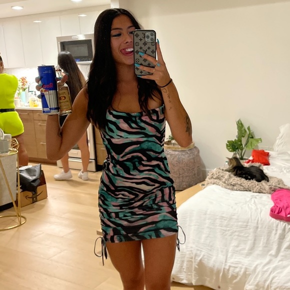 Zebra cowl neck dress - Picture 1 of 3